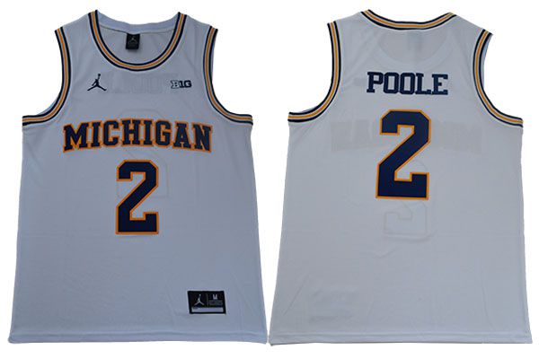 Men Michigan Wolverines 2 Poole White NBA NCAA Jerseys